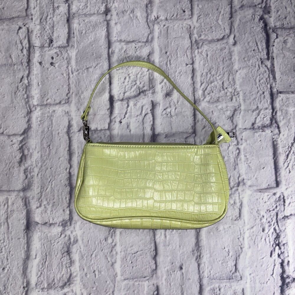 Lime Green Croc-Embossed Y2K Shoulder Bag
